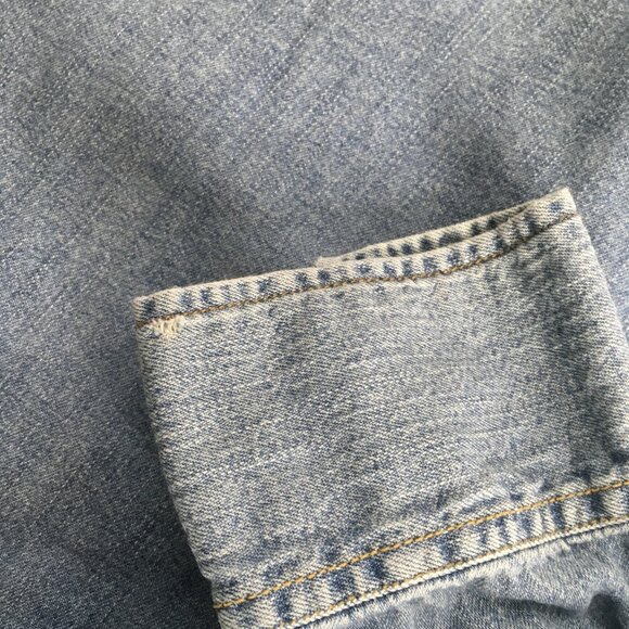 Levi Strauss Signature Denim Shirt Mens XL Blue Western Snap Front Pockets - Picture 3 of 16